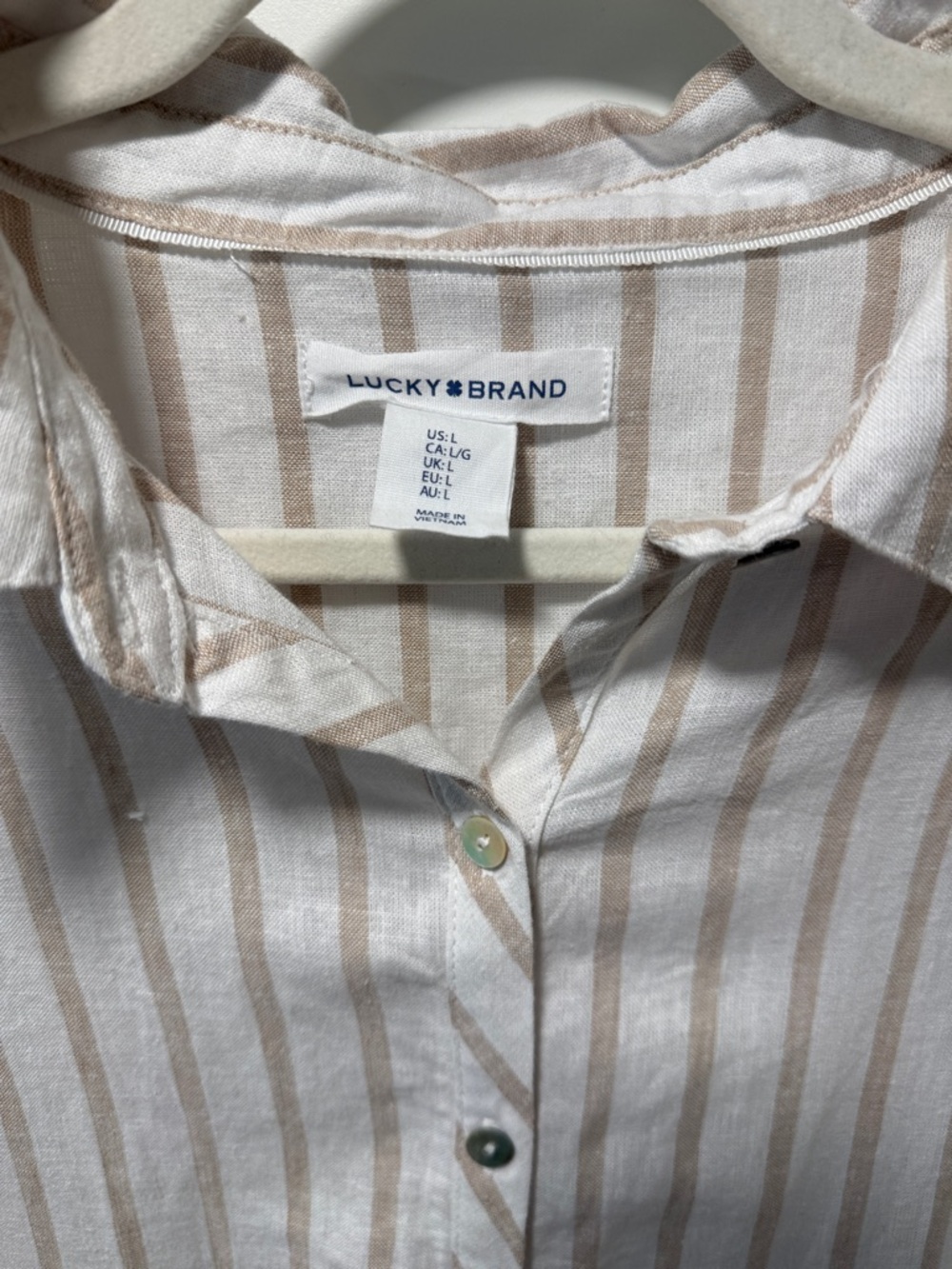 Lucky Brand Linen Striped Button-Front Dress - Picture 2 of 6